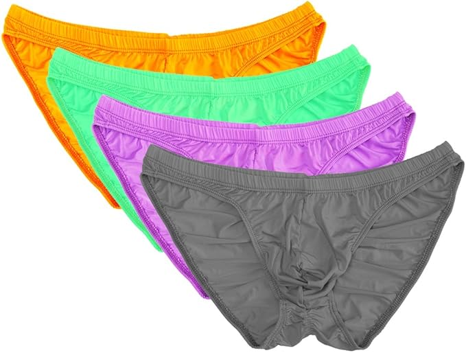 Summer Code Men's Sexy Bikini Brief Elastic Silky Ruched Back Underwear