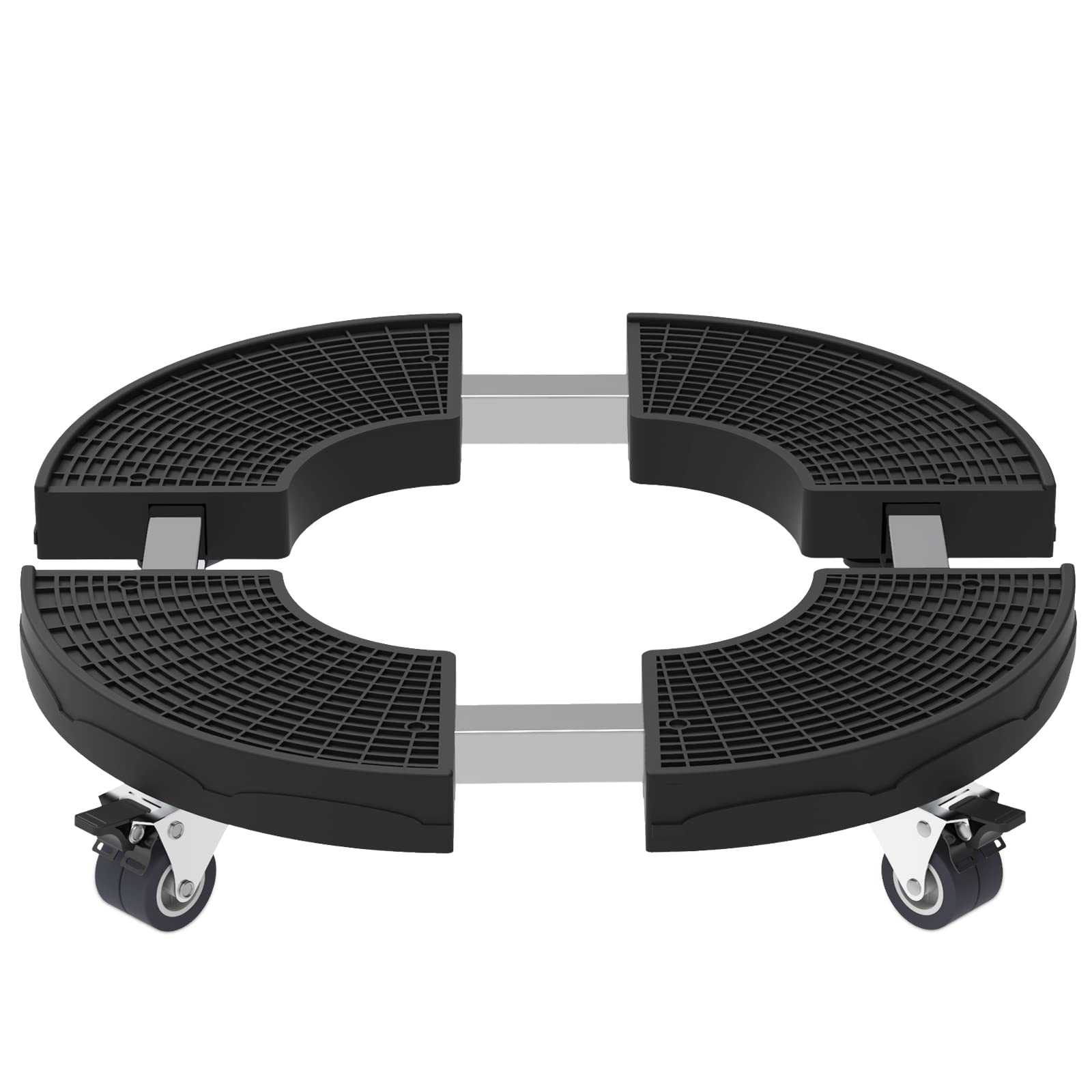 KELIXU Plant Caddy with Wheels Adjustable 38-50 CM, Heavy Duty Rolling Plant Stand 190 KG Load-bearing Capacity, Large Plant Cart Dolly with Casters Plant Roller Tray Indoor Outdoor, Black