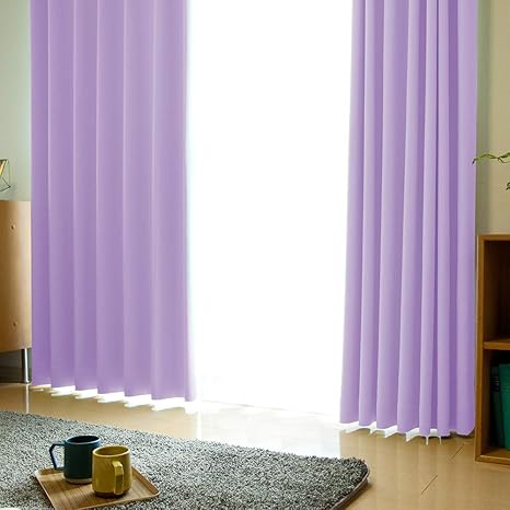 Amazon Co Jp カーテンのezee 丈60cm 260cm対応 40色ｘ133ｻｲｽﾞ 遮光1級 防炎加工 形状記憶加工 日本製 遮熱 ｶｰﾃﾝ ラベンダー 幅150cmｘ丈110cm 2枚入 ホーム キッチン