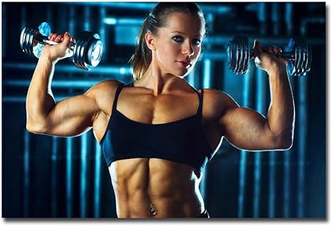 Amazon Co Jp フィットネス壁アートパネル女性ワークアウト腕立て伏せダンベルトレーニングセクシー女の子スポーツポスターホーム壁モダンアートパネル装飾ジムルーム写真装飾40x60cm フレームなし ホーム キッチン