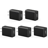 5-Pack USB Wall Charger, 5V 2A UL Certified Power Adapter Block Bulk Black | Charging Plug, Power Supply
