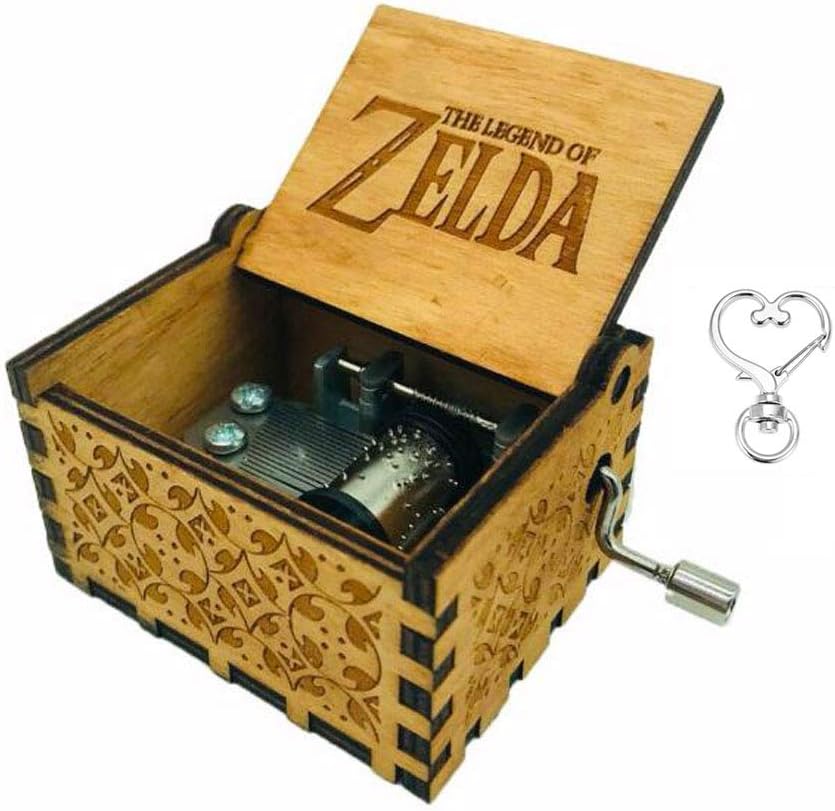 Biscount The Legend of Zelda Movie Theme Antique Carved Music Box Hand Crank Wooden Musical Box Toy Valentine's Day Gift Present