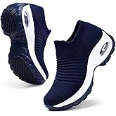 HKR Women's Walking Shoes Arch Support Non Slip Work Shoes Breathable Knit Upper Lightweight for Plantar Fasciitis