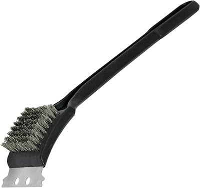 Invero BBQ Barbecue Cleaning Brush with Integral Scraper 30cm Black