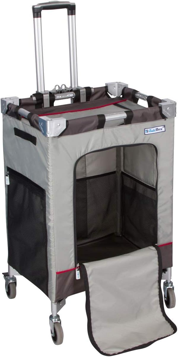 ZakiBox Universal 4-Wheel Collapsible Rolling Utility Hand Cart with Compartments | Lightweight & Waterproof | for Teachers, Salespeople, Groceries, Arts & Crafts, More (Grey, On-The-Go-Pro) : Office Products