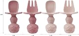 PandaEar 2 Pack Silicone Baby Suction Plates with 2 Spoons 2 Forks Pink view 4