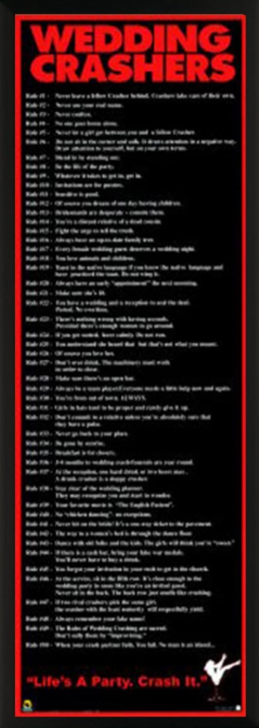 Culturenik Wedding Crasher Movie Rules Comedy Movie Film Print (12x36 Framed Poster)