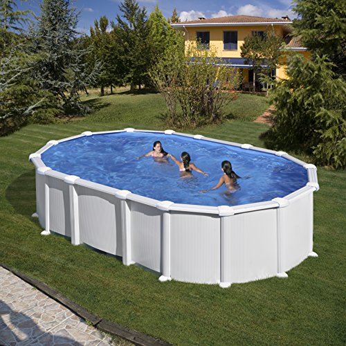 Gre KITPROV6188 Haiti Pool, oval, Stahloptik, Weiß, 610 x 375 x 132 cm