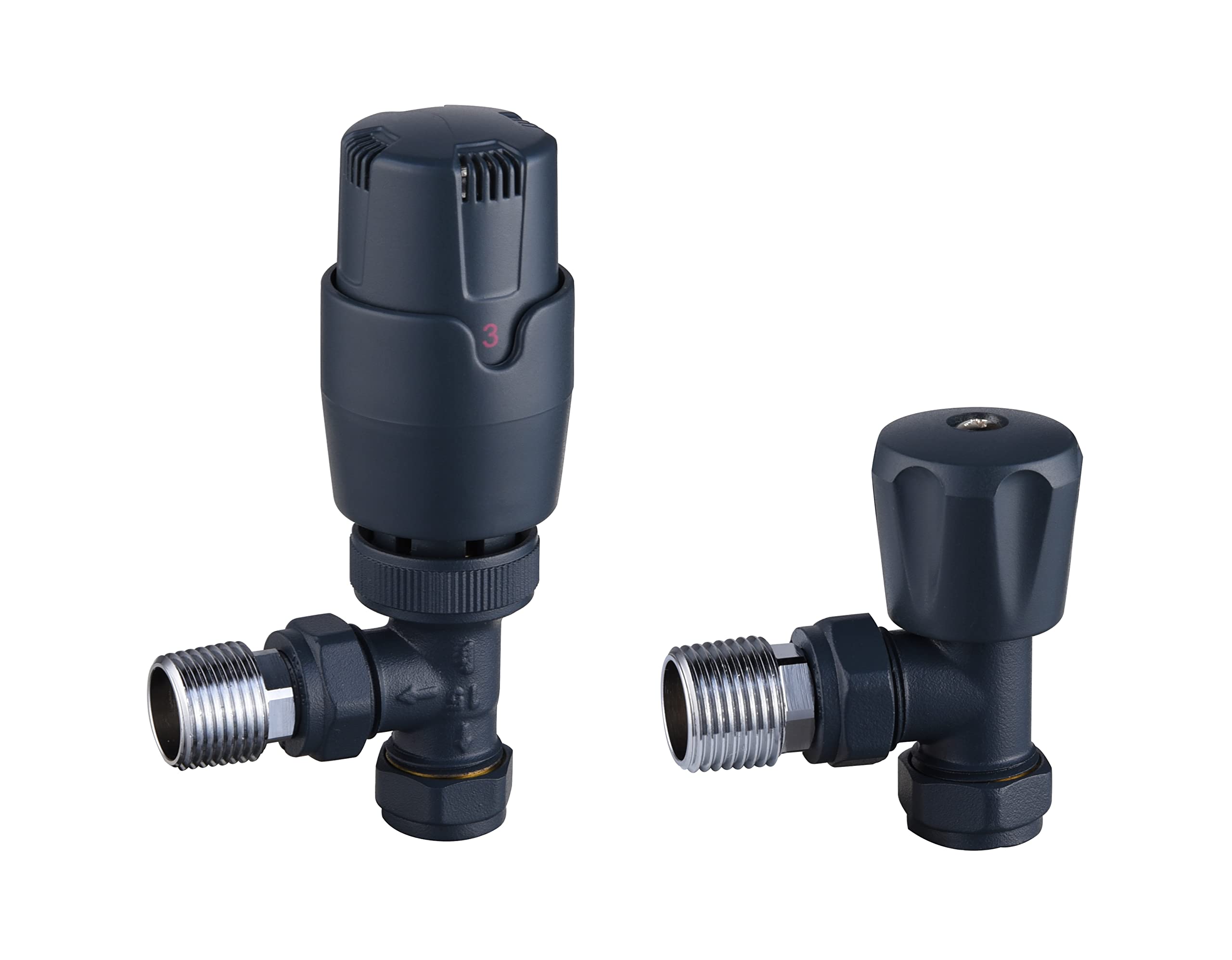 Keenware KRA-195 Thermostatic Radiator Angled Valves: Anthracite Grey