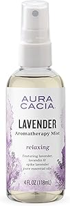 Aura Cacia Relaxing Lavender Aromatherapy Mist, 4-Ounce, Lavender Pure Essential Oils, Sweet & Floral Aroma