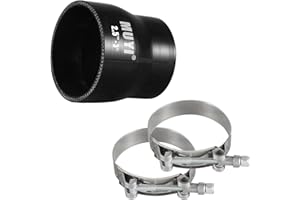 MUYI 2.5" to 3 inches Silicone Reducer Intercooler Tube Kit, 4 Layers Reinforced Straight Intake Turbo Piping Coupler Hose with 2PCS T-Bolt Clamps (Length 3", ID 63-76mm)