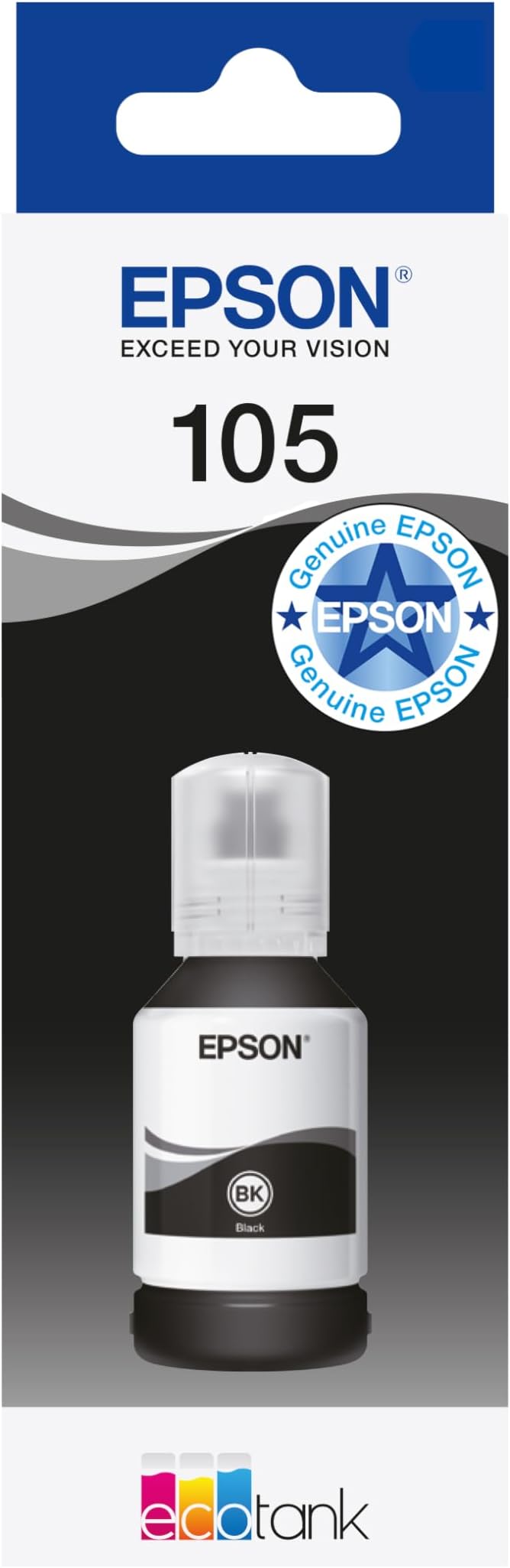 Epson EcoTank 105 Black Ink Bottle High Yield ET-7700 ET-7750 1900 Photos