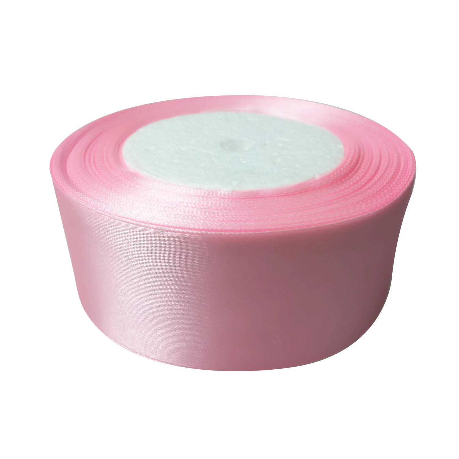 Trimming Shop 40mm Double Sided Satin Ribbon 25 Metres Roll - 100% Polyester Craft Ribbon for Gift Wrapping, Bow Making, Sewing, Wedding Decoration, Hair Accessories & DIY Crafts, Baby Pink