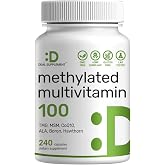 DEAL SUPPLEMENT Methylated Multivitamin for Men &amp; Women, 240 Capsules | 100% DV Vitamins &amp; Minerals | Activated B-Complex &amp; Chelated Minerals, with CoQ10, TMG &amp; ALA | Non-GMO, cGMP Manufactured