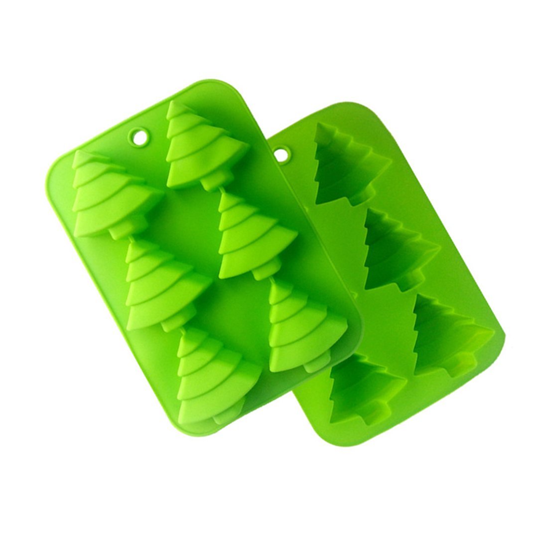 FantasyDay 2 Pack Christmas Tree Silicone Baking Mould, Birthday Tray-Wedding Festival Party Silicone Cake Mold for Muffin Candy Chocolates Butter Soap Bread Loaf Brownie Cornbread Ice Cube