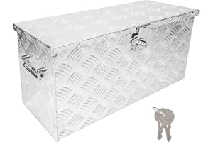 Edicapo 24 Inch Tool Box Flatbox Truck Bed Toolbox,RV Storage Organizer,Truck Tools Chest Box With Side Handle & Lock KeysCompatible with Trailer Pickup,Silver Aluminum 5 Bar Tread(24.2"x10.4"x11.8")