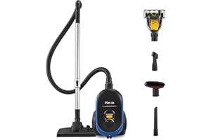 Aircliff Canister Vacuum Cleaner, Specially Designed Nozzle for Pet Family, 1200W & 17Kpa Strong Suction, 2 HEPA Filters & 5 Cleaning Tools for Hard Floor, Carpet, Upholstery, Pet Hair