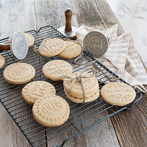 Nordic Ware Greetings Cast Cookie Stamps, 3inch rounds, Silver