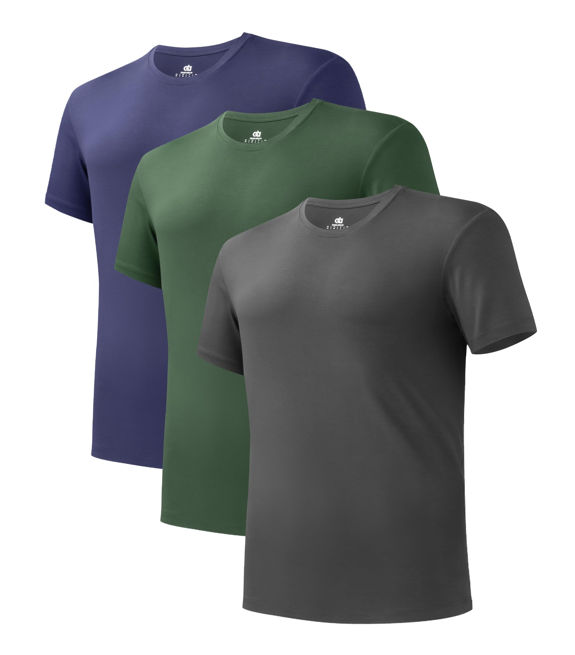 DAVID ARCHY Atmungsaktives Unterhemd Herren Slim Fit Weich Kurzarm Shirt Basic T-Shirt, 3er Pack