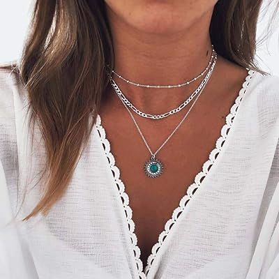 Turquoise Pendant Beaded Necklace Silver Boho Nigeria Ubuy