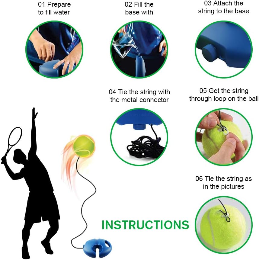 Chriffer Solo Tennis Trainer Rebound Ball for Self Tennis Practice Training Tool with 2 String Balls & Elastic Ropes for Beginners, Kids, Adults' Self-Study Practice : Sports & Outdoors