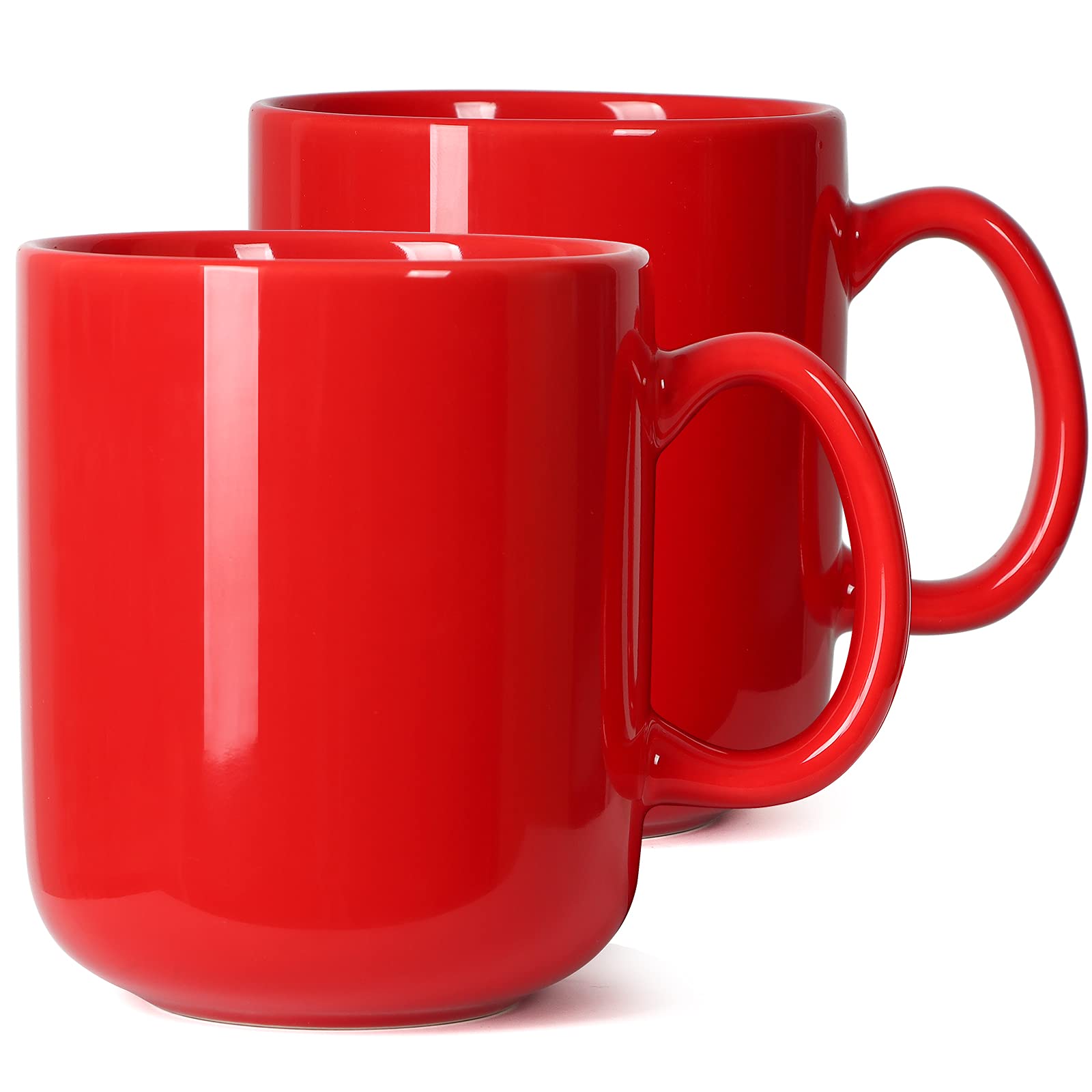 Smilatte 20 OZ Large Coffee Mug, M016 Plain Ceramic Boss Big Tea Cup with Handle for Dad Men, Set of 2, Red