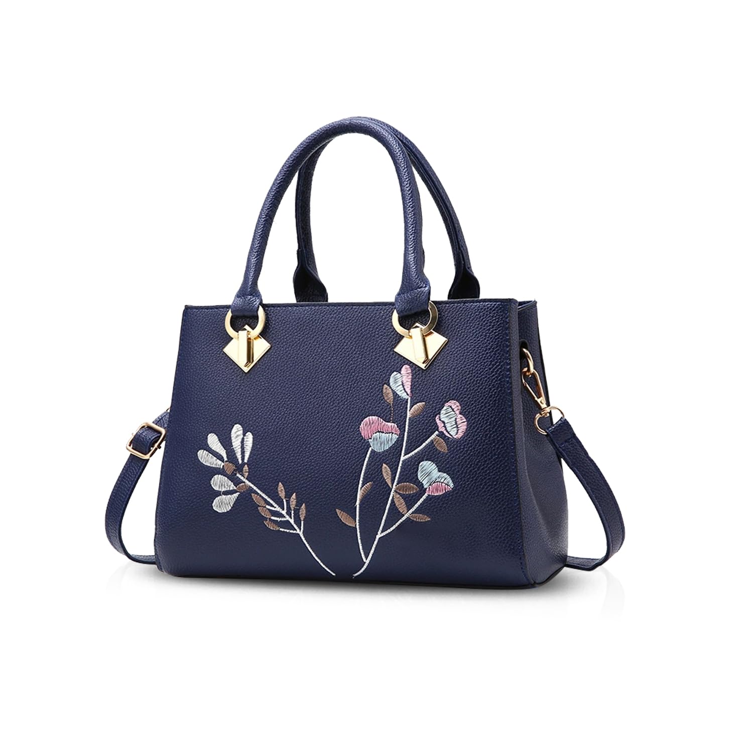 NICOLE&DORIS Retro Women Top Handle Handbags Tote Purse Shoulder Bag Crossbody Bag PU Leather Blue