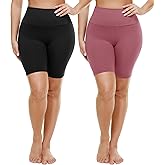 TNNZEET 2 Pack Plus Size Biker Shorts for Women - 8" Black High Waisted Tummy Control Spandex Workout Shorts (XL-4XL)