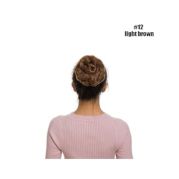 Amazon Com 55g Flower Shape Synthetic Curly Rubber Band Hair Bun