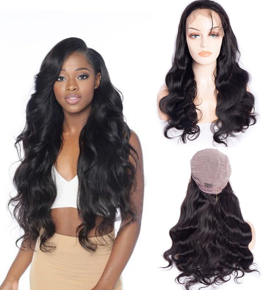 Maxine Hair Body Wave Lace Front Wigs with Baby Hair 180% Density Brazilian Glueless Body Wave Wigs Human Hair Wigs for Black Women Natural Color(12inch)