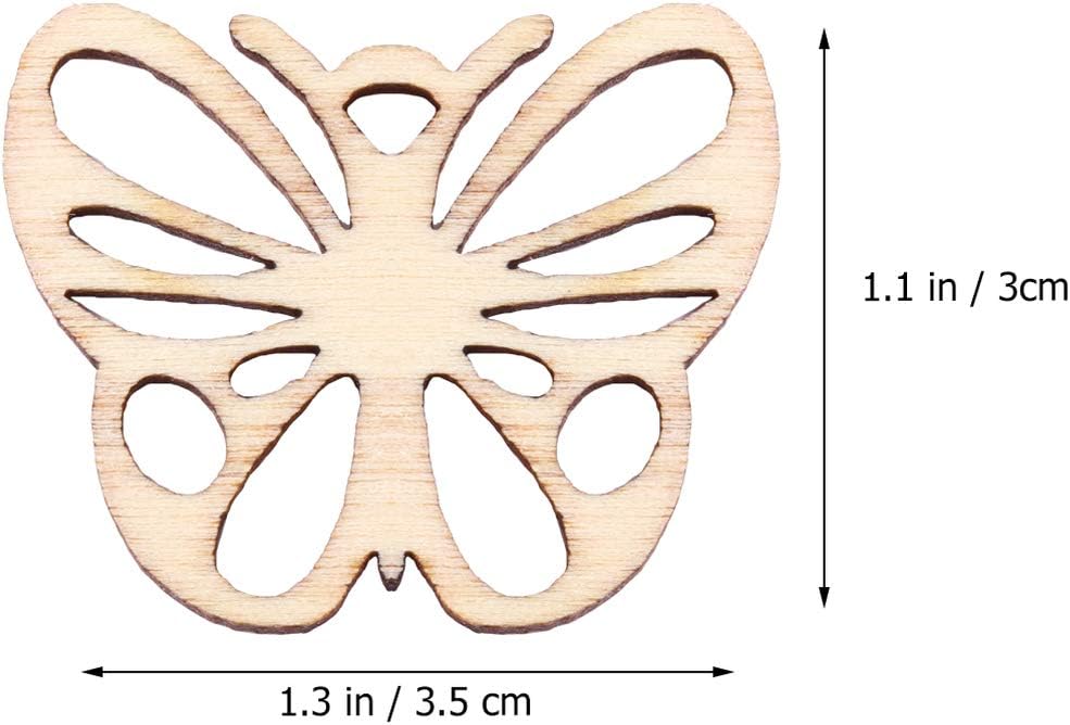 100PCS Butterfly Wooden Cutouts Embellishments Wooden Shape Craft Slices Decoration Ornament for Baby Shower Kids Birthday Wedding - Image 5