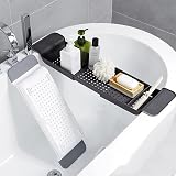 Expandable Bath Shelf Caddy Tray White Multifunctional Plastic view 5