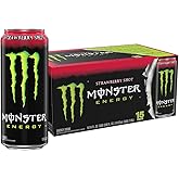 Monster Energy Strawberry Shot, Green, Original, Energy Drink, 16 Ounce (Pack of 15)