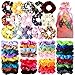 54 Pcs Hair Scrunchies 40 Velvet Hair Scrunchies 14 Chiffon Flower Hair Scrunchies Hair Elastic Scrunchy Ties Ropes Scrunchie for Women or Girls Hair Accessories for Christmas New Year primary