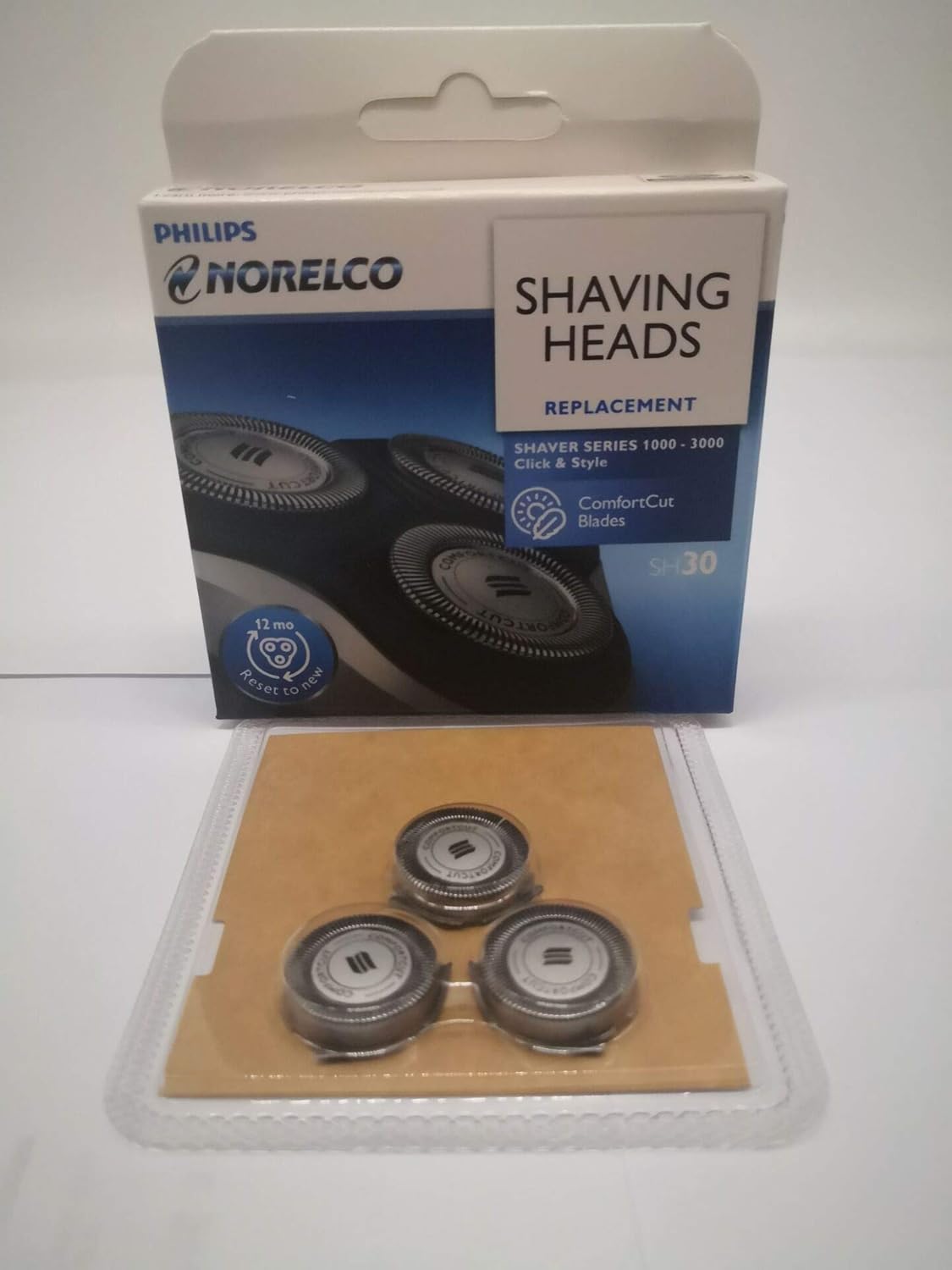 SH30 Replacement Heads for Philips Norelco Series 1000, 2000, 3000 Shavers and S738 Click and Style(Contains three independent blades)(New)