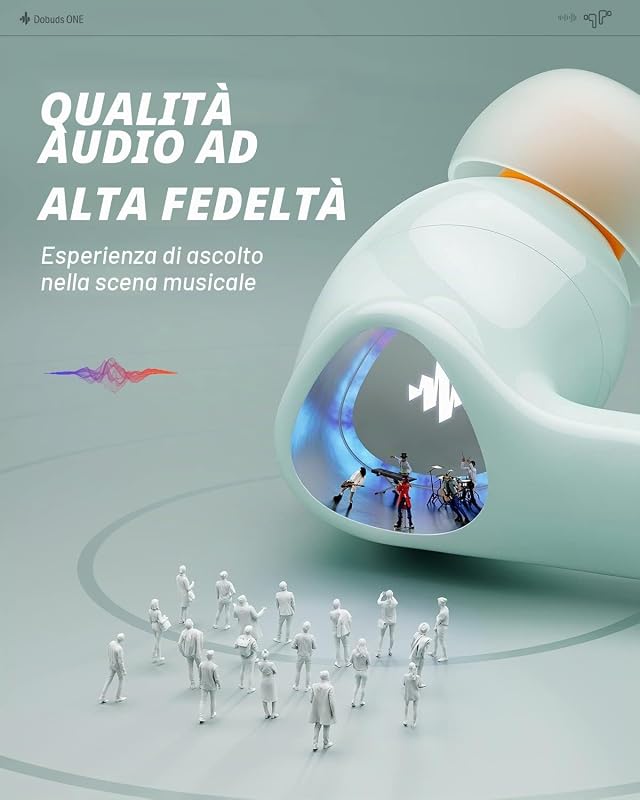 Cuffie Bluetooth Wireless con Noise Cancelling, cancellazione attiva mirata del rumore, 4 mic per chiamate, 32h di svago, EQ personalizzato, Bluetooth 5.2, Verde
