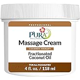 Pura 1st Coconut Therapy 4 Fl oz Massage Cream, Coconut Oil, Professional, Massage Therapy, Deep Tissue, Unscented, Natural Ingredients, Skin Hydrating, Moisturizing, Muscle Relief, for Bruising