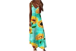 anuyalue Fashion Dresses for Women 2023 Colorful Print Summer Dress Deep V Neck Sleeveless Sundresses Sexy Casual Sling Dress
