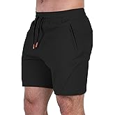 FIRSTGYM Mens Athletic Shorts 7 inch for Casual Running Sports Gym with Zipper Pockets