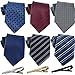 Jeatonge Lot 6 Pcs Mens Ties and 3 Free Tie Clips, Men's Classic Tie Necktie Woven Jacquard Neck Ties Gift box packing (Style 2)