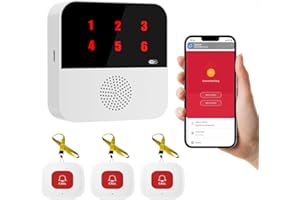DWYENSLO WiFi Caregiver Pager Nurse Call Button for Elderly LED Light Digital Display Nurse Alert System Call Bell Smart App Alert for Ptients at Home Clinic Nursing Home (Supports 2.4GHz WiFi Only)