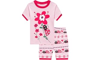 Popshion Baby Girls Pajamas Short Sleeve Cotton Jammies Toddler Girl Summer Clothes Short Sets 2 to 10 Years
