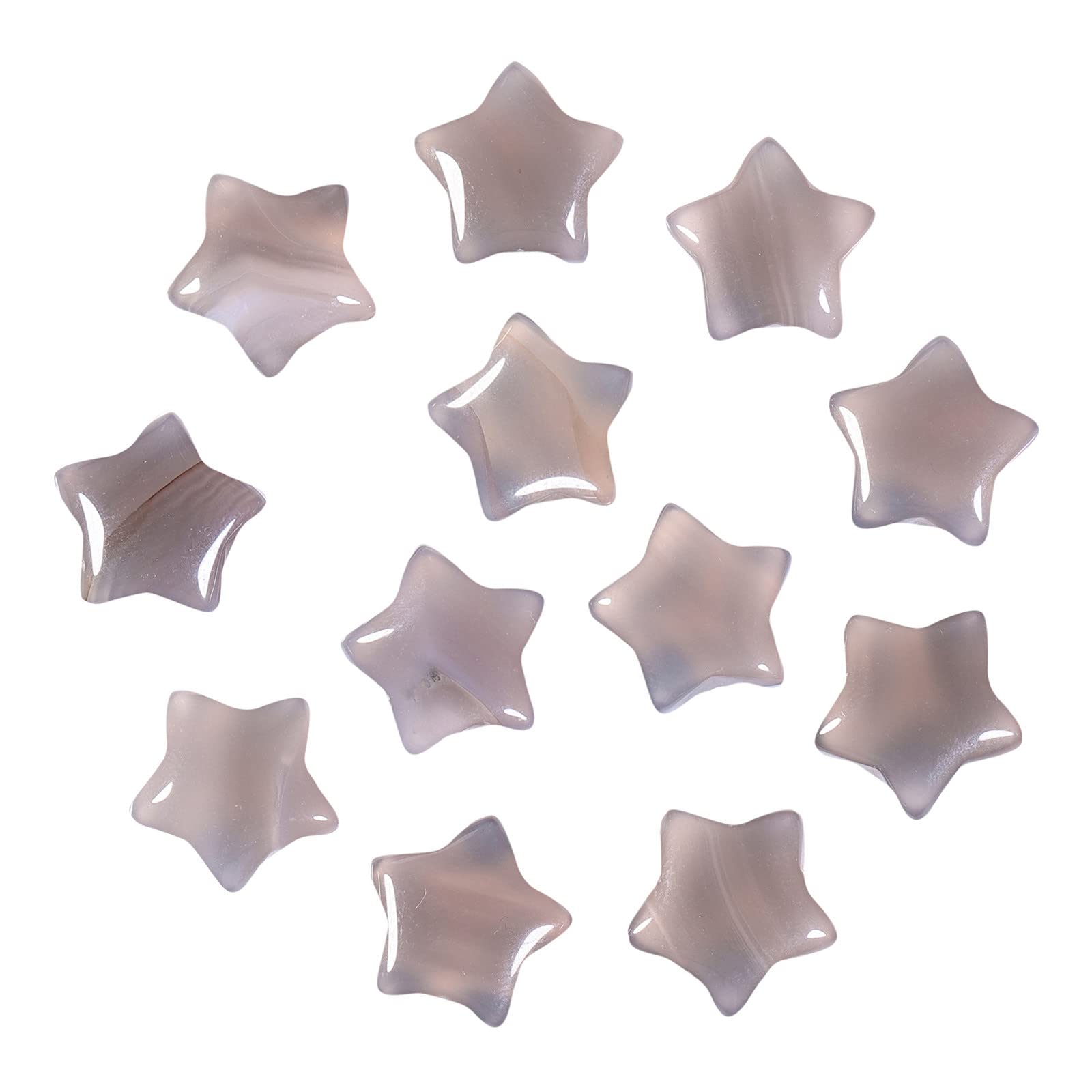 Nupuyai 12pcs Natural Agate Mini Crystals Star Palm Worry Stone Set, Energy Carved Pocket Stone for Chakra Healing Home Office Decor 1.5cm