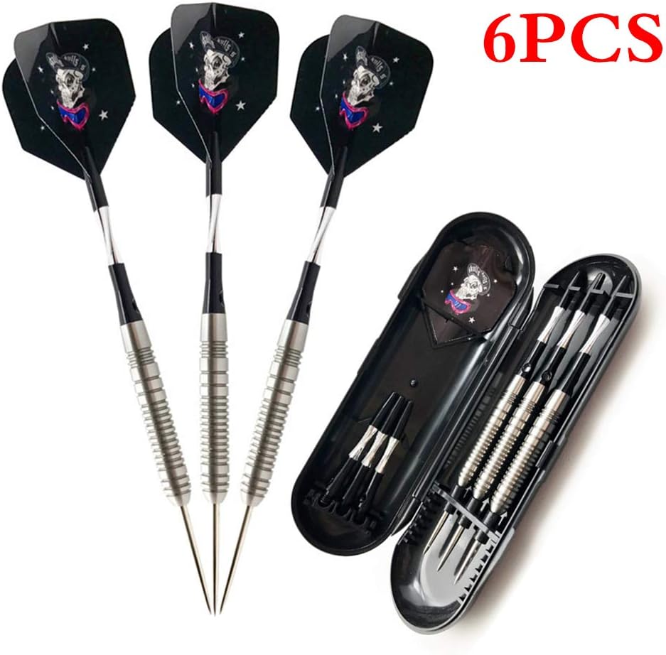 LIYZZYY Steel Dart Set, 6 Darts, Competition-grade Dart Pin 21 G 90% Tungsten Steel Dart Pin, Aluminum Shaft, with 6 Spare Rod