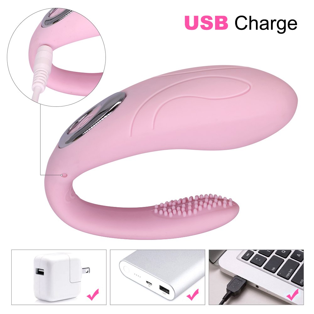 Paarvibrator Partner Vibratoren für Frauen und Paare,Silikon Paarvibratoren für Sie Klitoris und G-punkt Stimulation,Sexspielzeug - Wiederaufladbar,Leise,Hellrosa