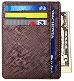 RFID Wallet Mens Slim Leather RFID Blocking Front Pocket Wallet Thin Card Holder