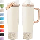 Silicone Boot Compatible with Owala 30oz & 40oz FreeSip Sway Bottles & Tumblers, Protective Anti-Slip Bottom Cover Sleeve for Freesip Sway Tumbler (Glitter Gold, Short-2PCS)