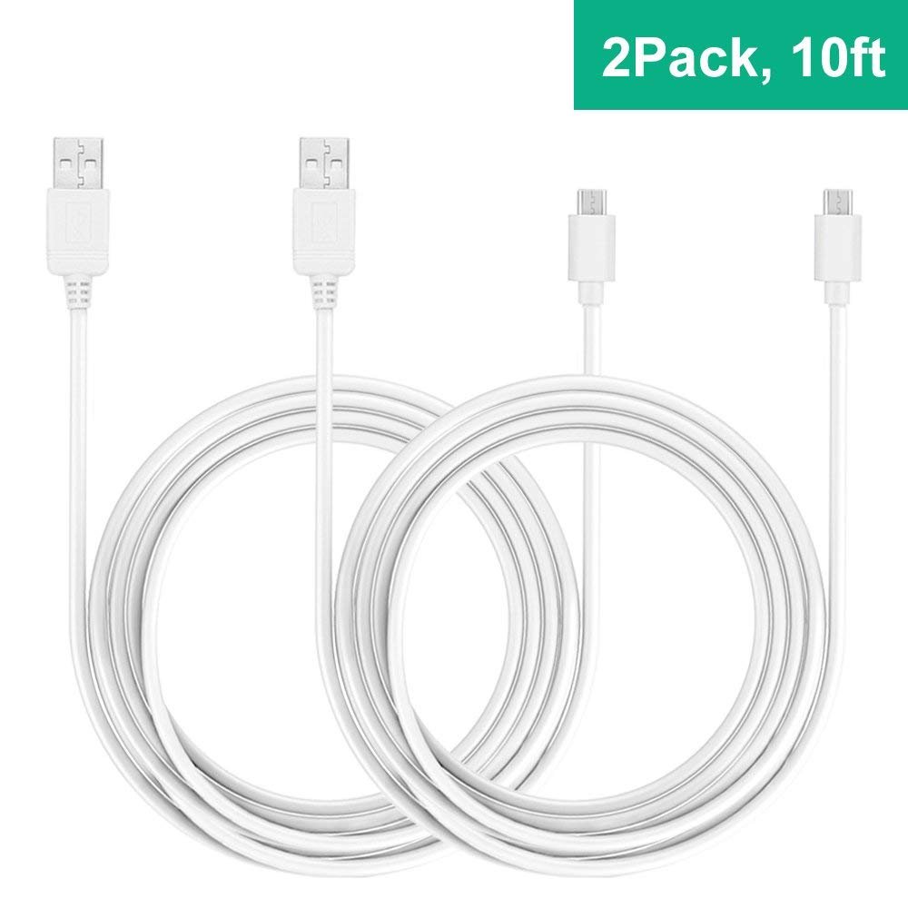 2 Pack Extra Long 10 Ft 5V Camera Micro USB Power Cord for Nest Cam