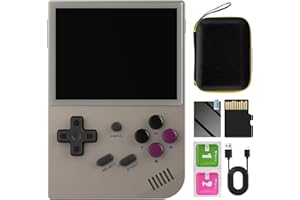 DREAMHAX RG35XX 2024 New Updated Version Retro Handheld Game Console, 3.5 Inch IPS Screen Built-in 5500 Games Linux System, Support Gamepad and HDMI TV Output (Gray, with Portable Bag)