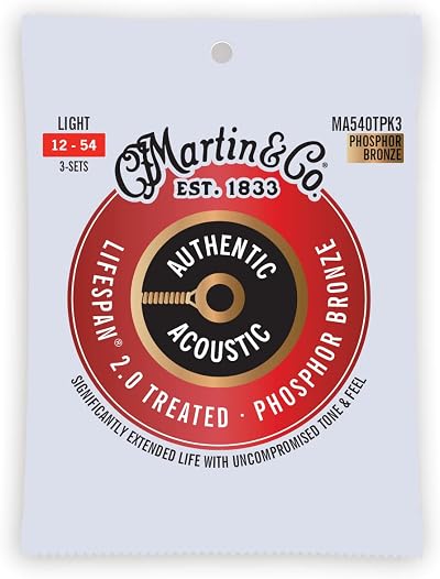 Martin LifeSpan 2.0 MA540TPK3 Acoustic Guitar Strings Phosphor Bronze Light